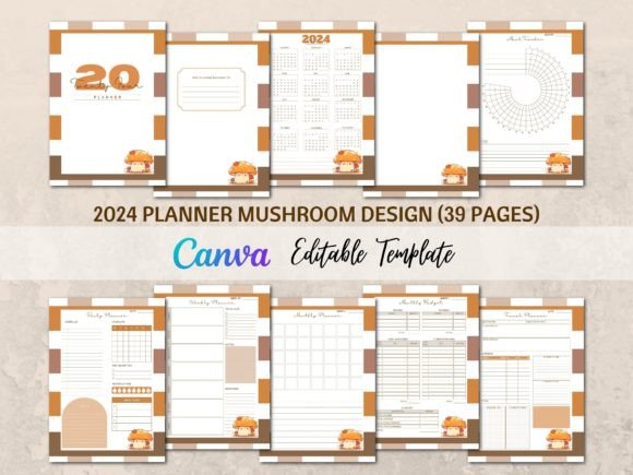 Download Canva 2024 Planner Mushroom Design - 2024 planner Collection