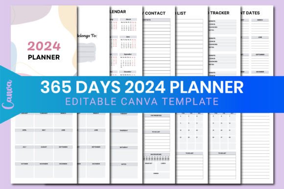 Download Editable 365 Days 2024 Planner Canva KDP - 2024 planner Collection