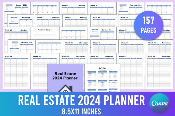 Download Editable Real Estate 2024 Planner Canva - 2024 planner Collection