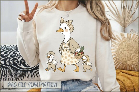Download Cute Duck Mom with Kids Basket PNG - Mom with kids Collection